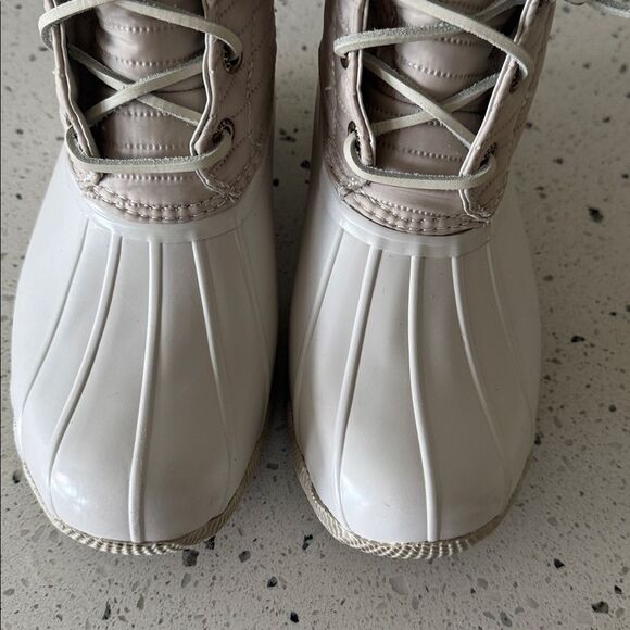 Sperry Cream Duck Rubber Rain Ankle Boots Outdoors Performance Casual Size 6 EUC - Picture 10 of 12
